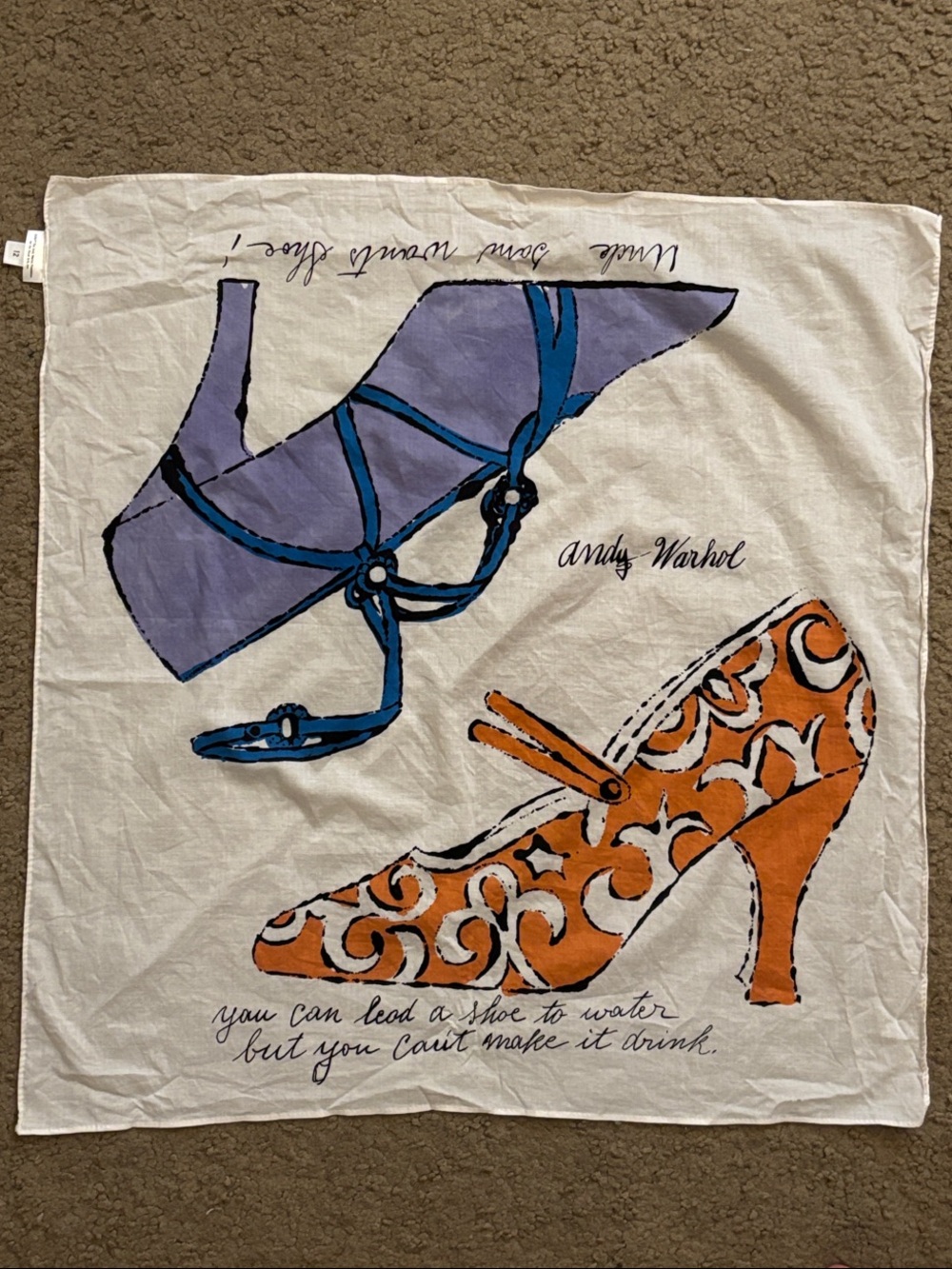 Uniqlo X Andy Warhol Women’s Scarf with Purple and Orange Shoe Illustration